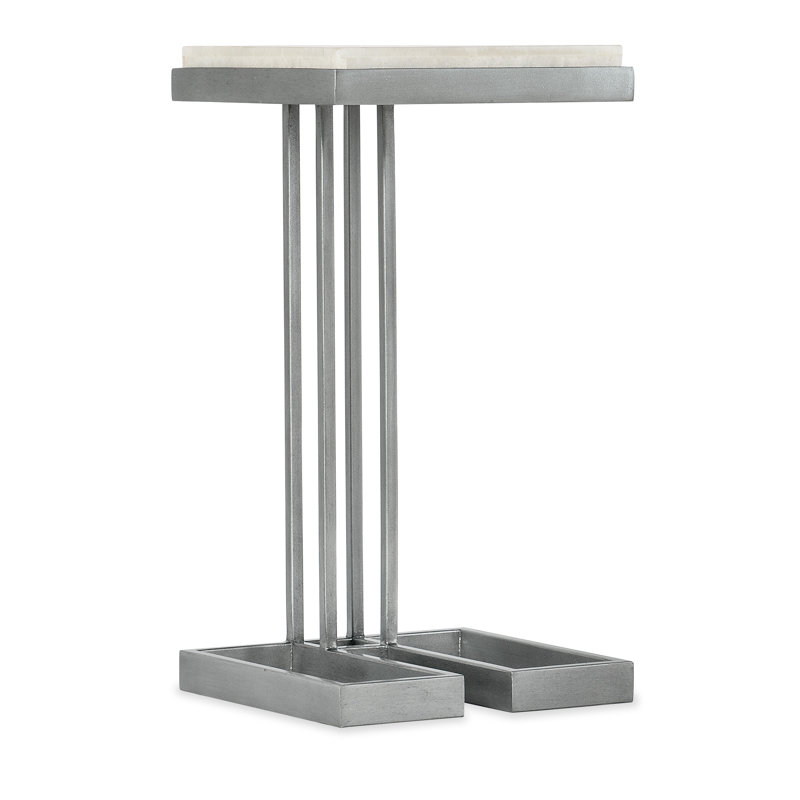 Silver and White Square Contemporary Drink Table