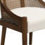 Chaise de salle à manger moderne Paxon en bois d'hévéa massif avec dossier en rotin et assise rembourrée-134972633-134972634