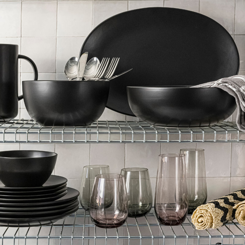 Coupe over&back Oval Serving Platter, Black