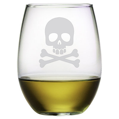 Skull & Crossbones 21 oz. Stemless Wine Glass Set