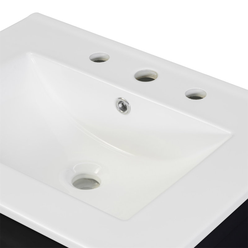 Ensemble de meuble-lavabo 24 po avec lavabo en céramique, conception luxueuse et peu encombrante, 2 portes à fermeture douce, durable et élégante