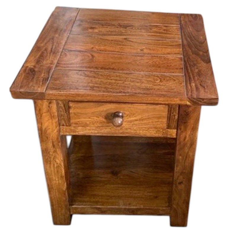 Modern Muncie Solid Wood End Table – Durable & Compact Wooden Accent Table for Living Room, Bedroom or Office
