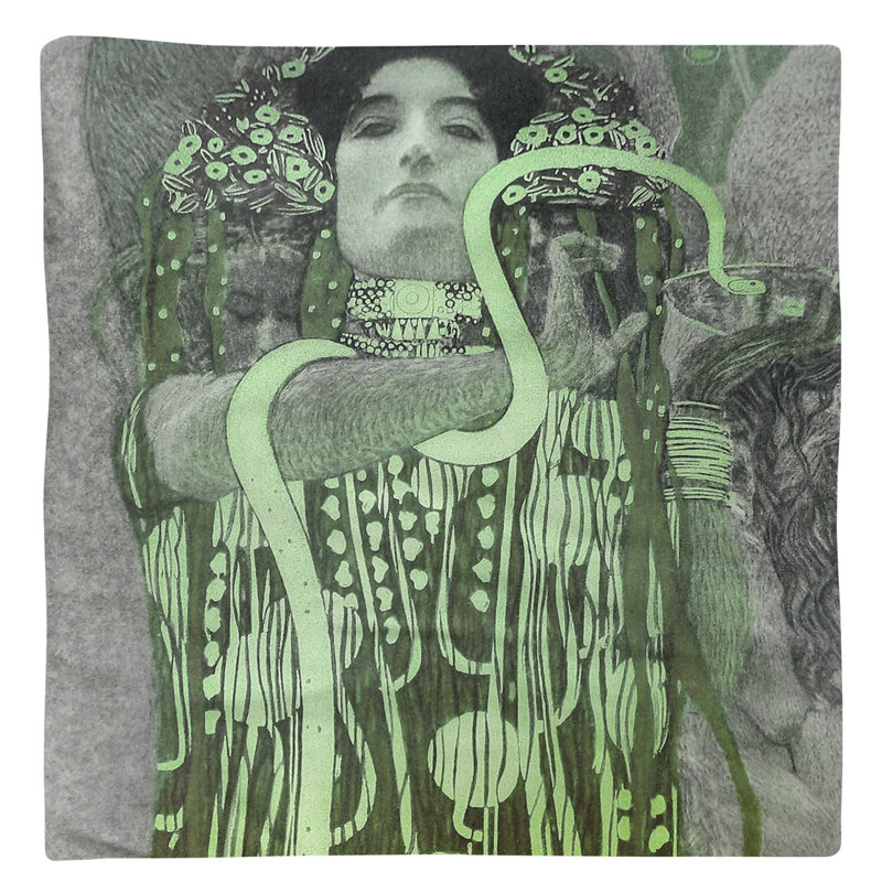 Serviette en coton 10 po hygeia Gustav Klimt, Vert