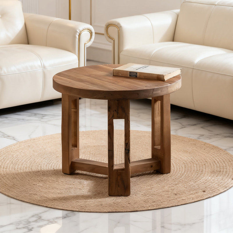 Retro Walnut Solid Wood Round Coffee Table