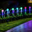 Lampes solaires de jardin d'extérieur - nouvelles lumières solaires multicolores améliorées, lumières solaires de sentier pour le patio, décoration de jardin, grande fleur et panneau solaire plus large