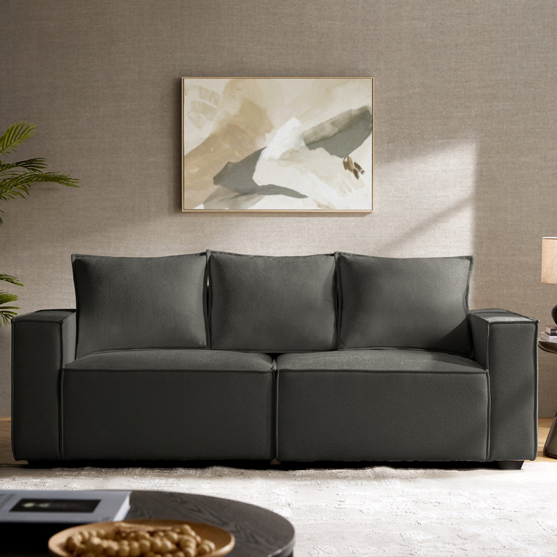 Paavo 84" Modern 3 - Piece Two Upholstery Options and Modular Sofa, Gray