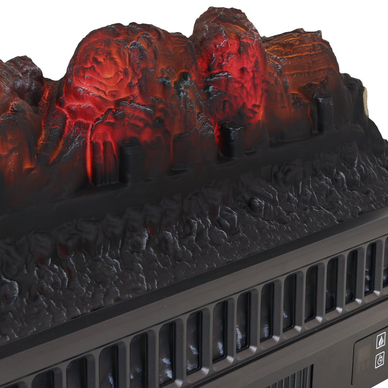 23'' Black Electric Log Fireplace Insert Heater with Remote