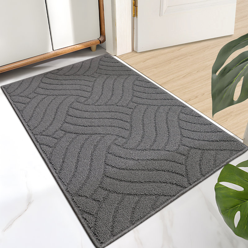 Machine Washable Non-slip Geometric Indoor Doormat, 24" W x 36" L, Grey