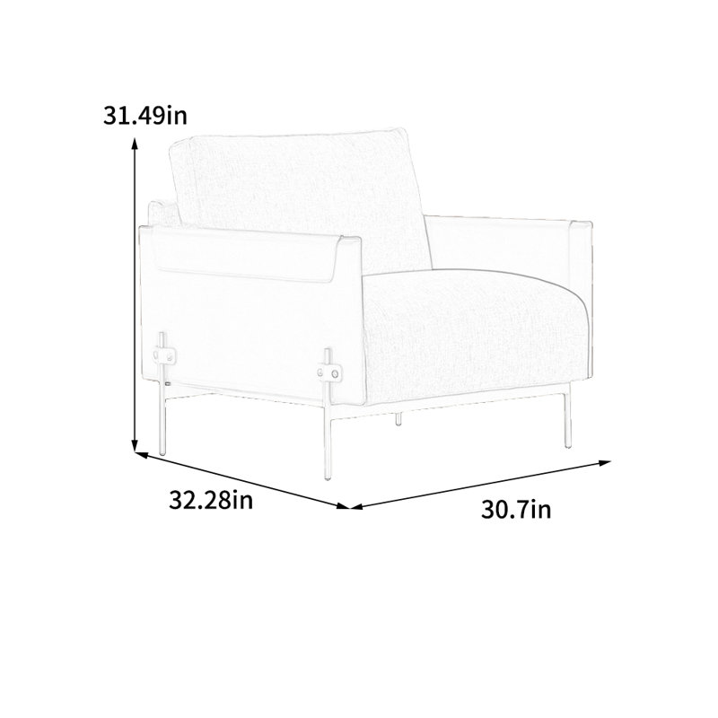 Chaise longue en bois massif éponge de style minimaliste, Mélange de lin doré / similicuir