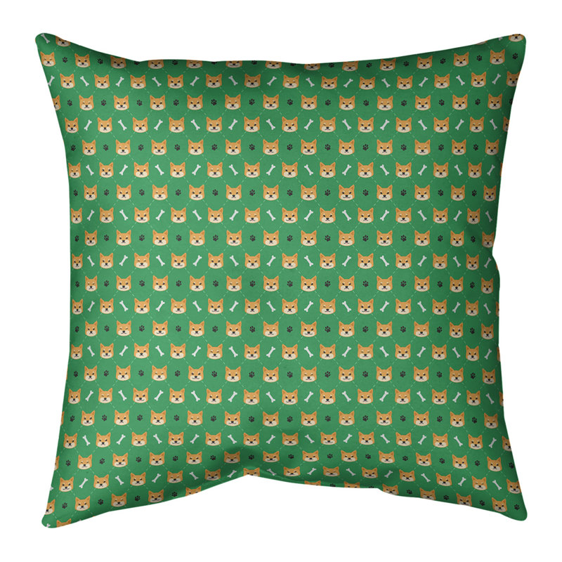 Oreiller Katelyn Elizabeth, Pas de bourre, 14 po x 14 po, Vert / Brun / Noir