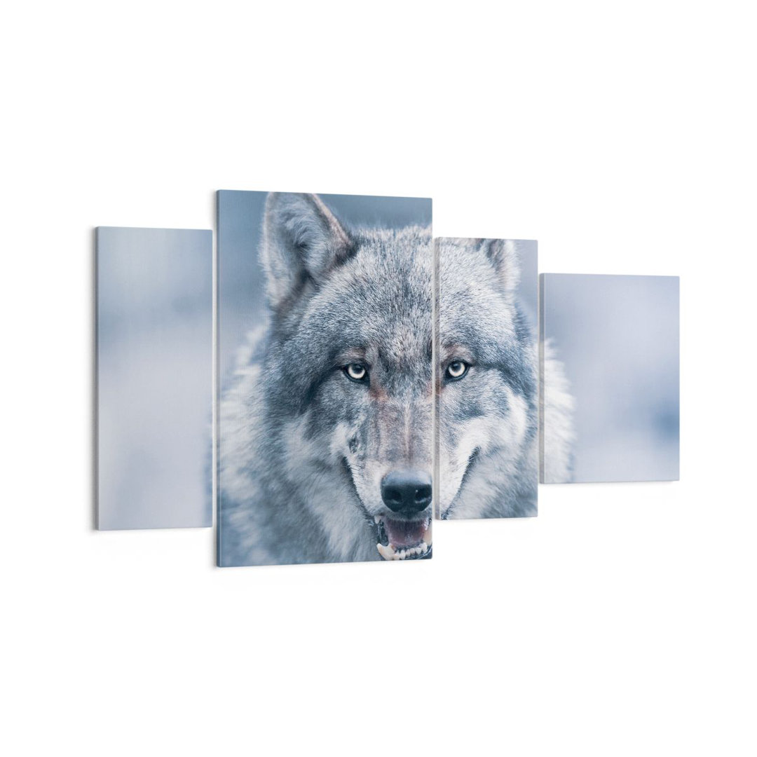 4-tlg. Leinwandbilder-Set Wolf Predator Wildness