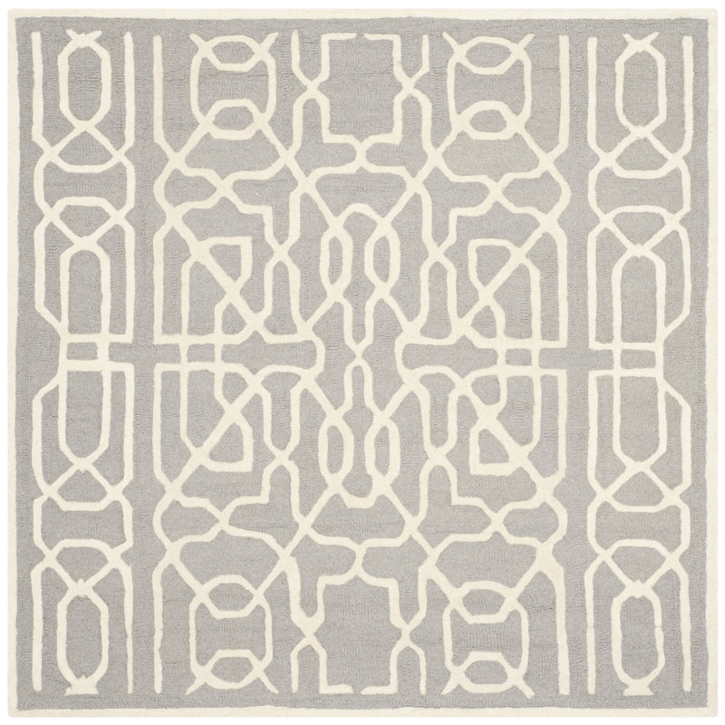 Cannen Hand Tufted Wool Geometric Rug, Square 6'