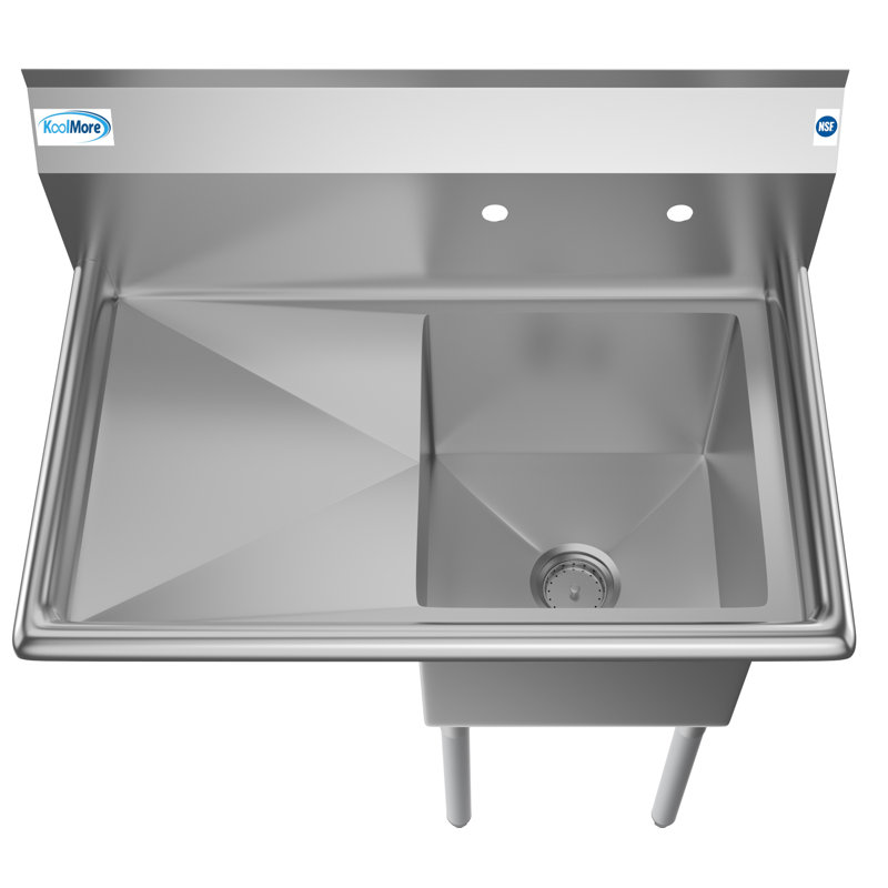 33'' Brushed Stainless Steel Wall Mount Commercial Sink with Drainboard