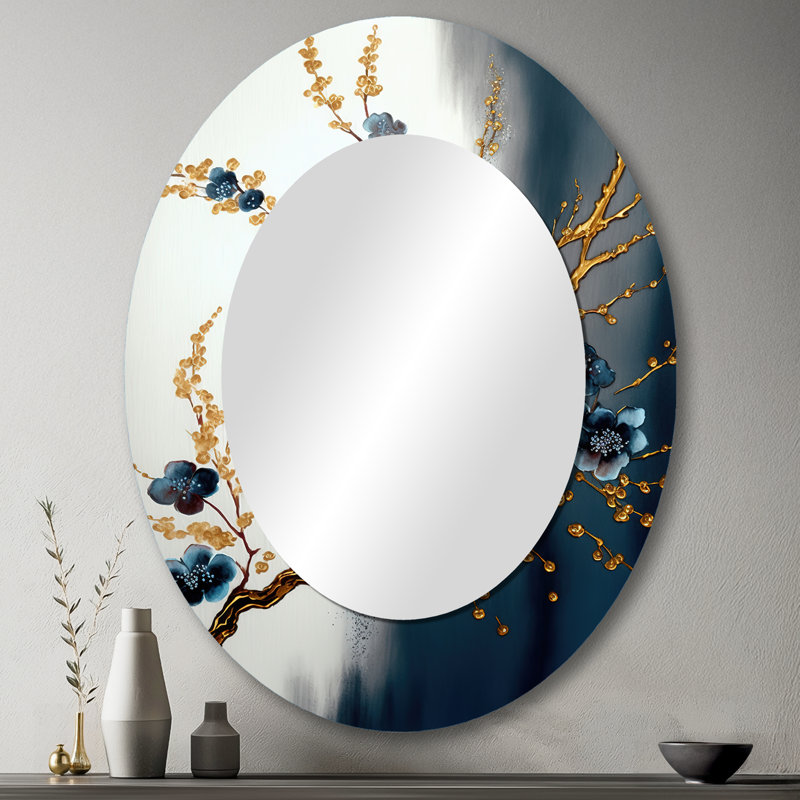 Miroir mural ovale Blue Cherry Blossom, 43 po x 33 po