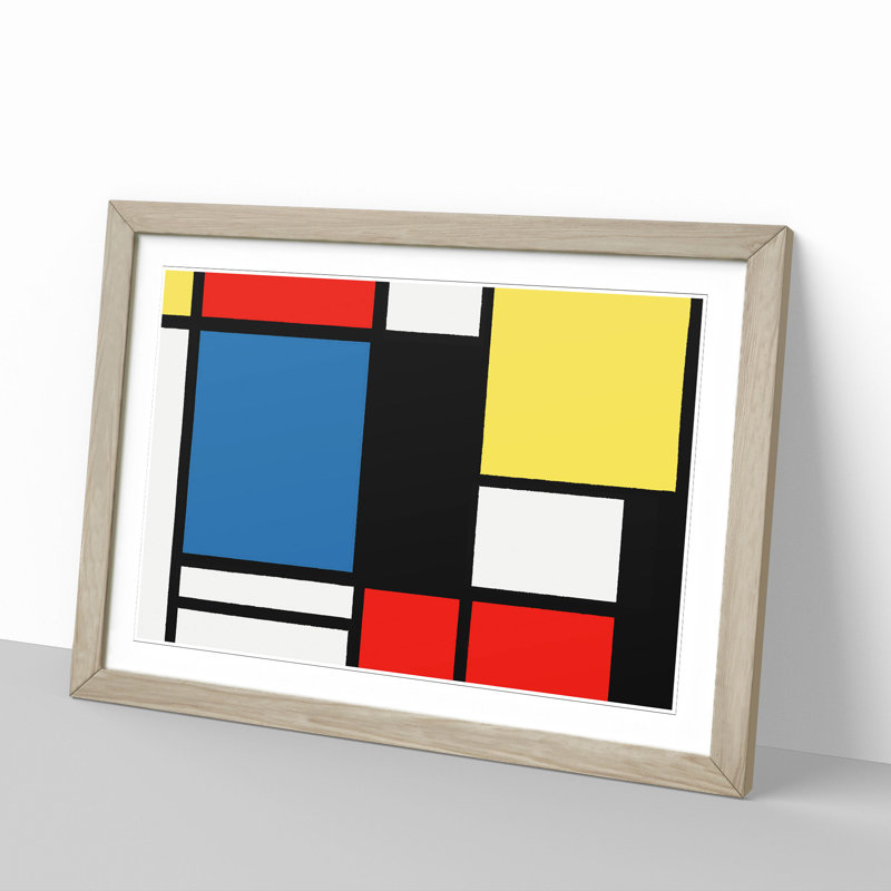 Composition Vol.3 by Piet Mondrian - Picture Frame Graphic Art, 48cm H x 65cm W x 2cm D, Oak Framed