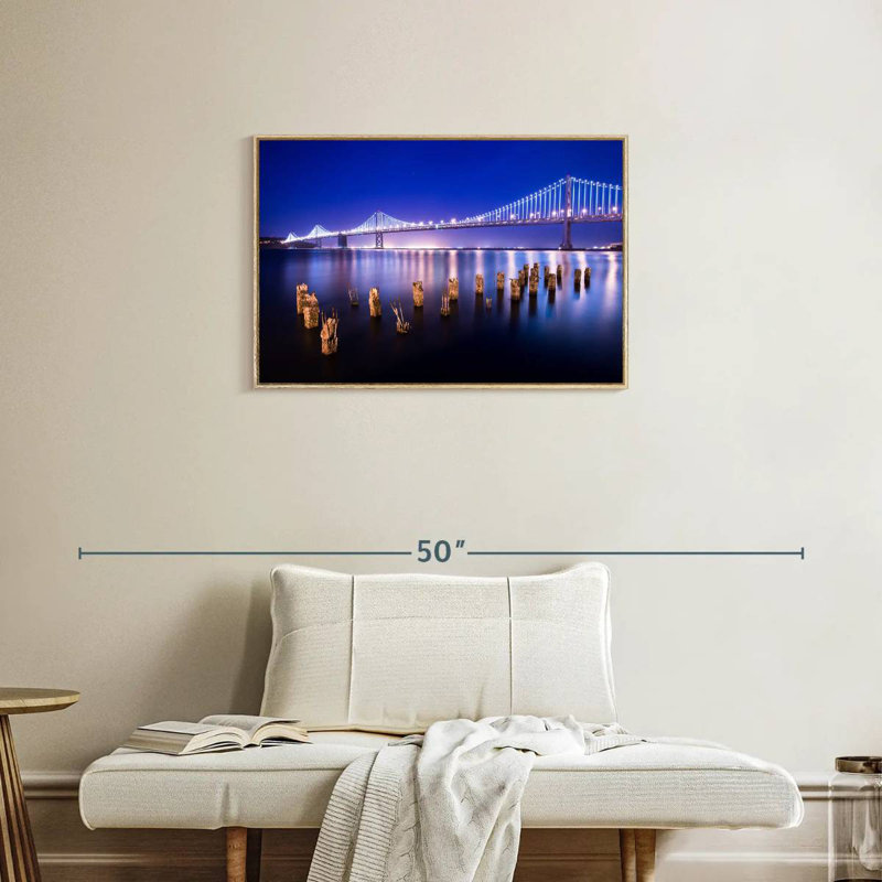 Pont flottant de San Francisco, 31 po x 21 po, Cadre flottant en bois naturel