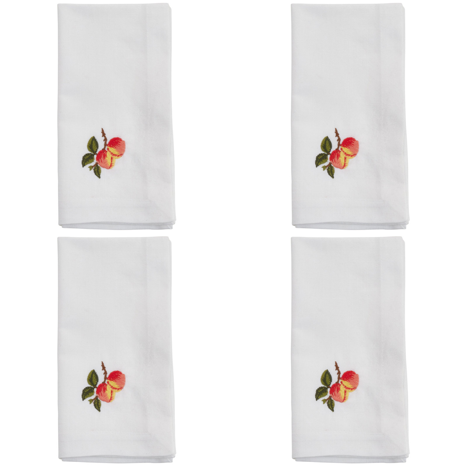 Peach Design Embroidered 4 Piece Napkin Set