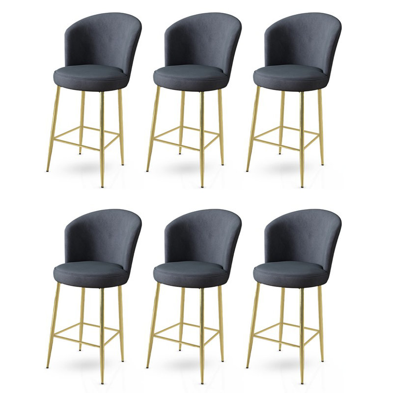 Ensemble de tabourets de bar élégants (6 pièces), anthracite et or, 18,1 po x 40,2 po x 15,7 po | Structure 100% métal, tissu doux Babyface, siège d'une hauteur de 14,6 po, hauteur des pieds de 27,6 po | Parfait pour les cuisines et les salles à manger modernes