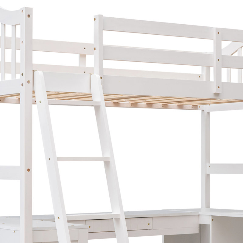 Giavonnie Kids Twin Loft Bed with Drawers, White