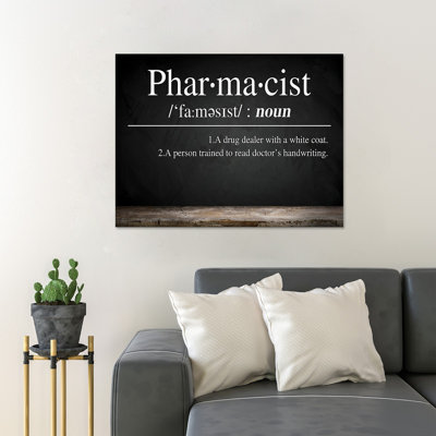 «A Définition of Word Pharmacist», art textuel sur toile tendue