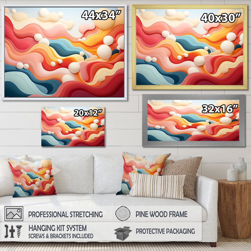 «Colorful Fantasy Mountain Landscape II», reproduction d'art murale abstraite, Cadre d'angle fermé noir