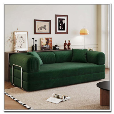 78.8" Compression Sofa,Convertible Floor Sofa Bed-With Pillow Back Support Armrest,Comfy Futon Couch Sleeper Bed,Loveseats Boneless Modular Sectional Sofa,Corduroy Fabric