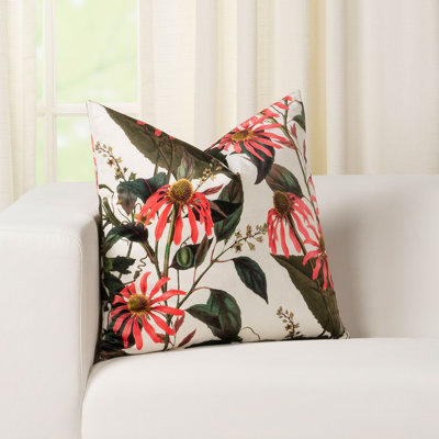 Floral Print Velvet Throw Pillow