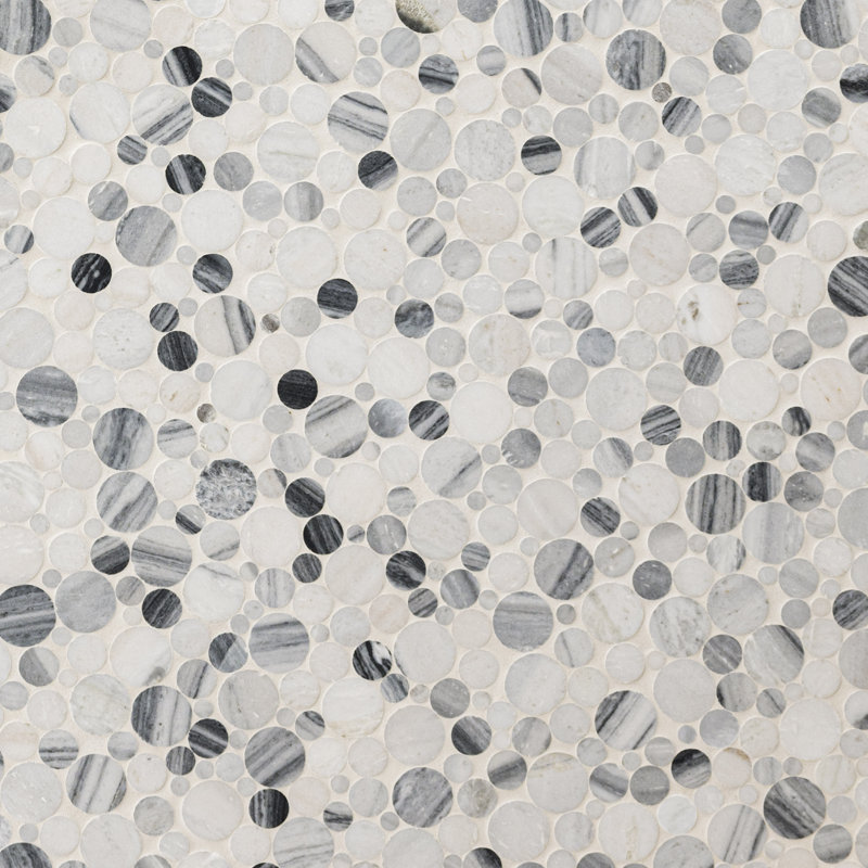 Marvella Pebble 12 in. x 12 in. Natural stone Mosaic Floor and Wall Tile, Silver Glacier