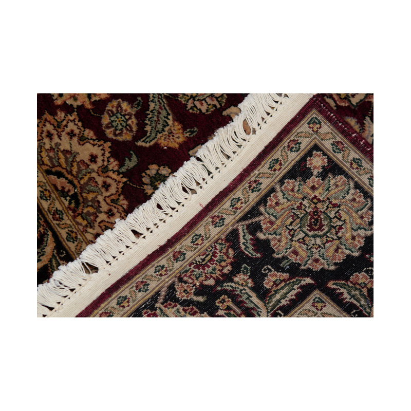 Tapis oriental en laine noué à la main Manchuria vin / noir / beige