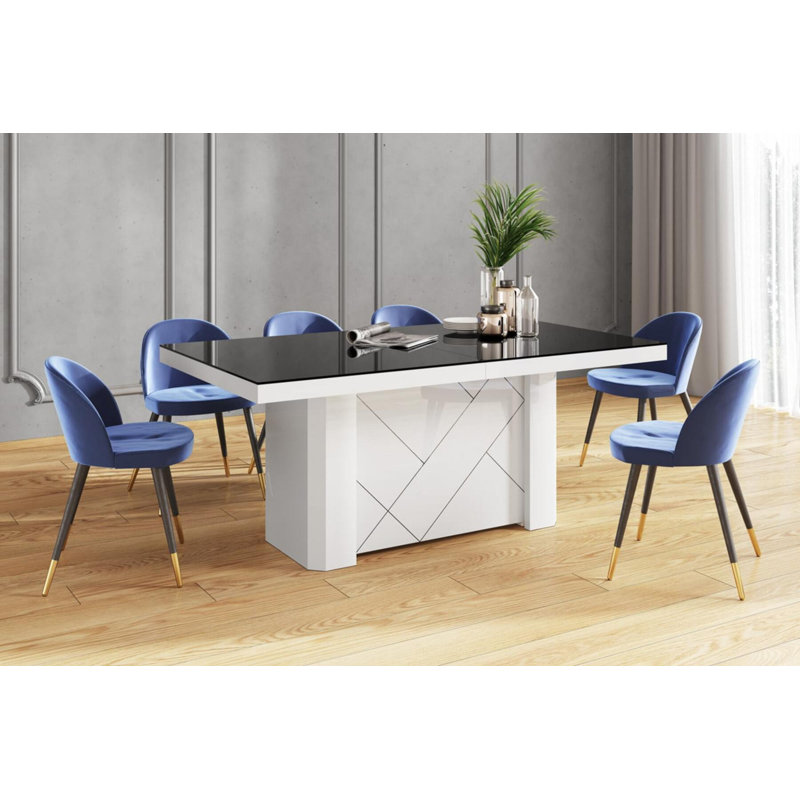 Sroda Extendable Dining Table, Black/White