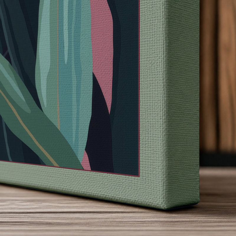 Geometric Foliage Botanical - Wrapped Canvas, 18x12 - 45.7 x 30.5 cm, Sage Border