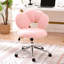 Fauteuil pivotant à 360° avec tissu moelleux pour bureau à domicile - Rose - Rotation et réglage de la hauteur