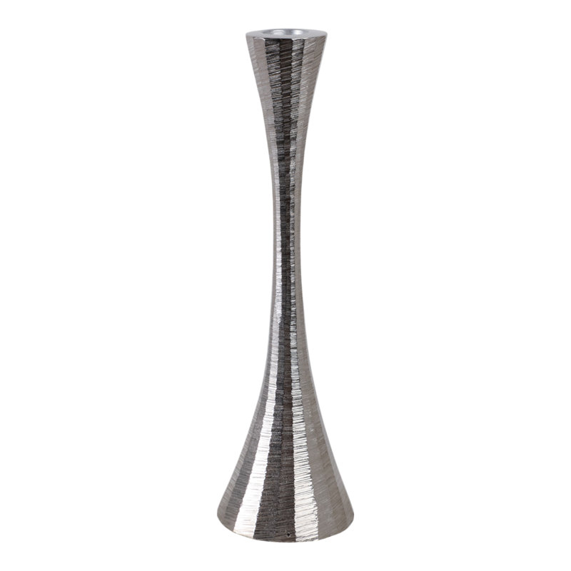 Metal and Aluminum Taper Candle Holder, Silver, 9.5" H x 3" W x 3" D