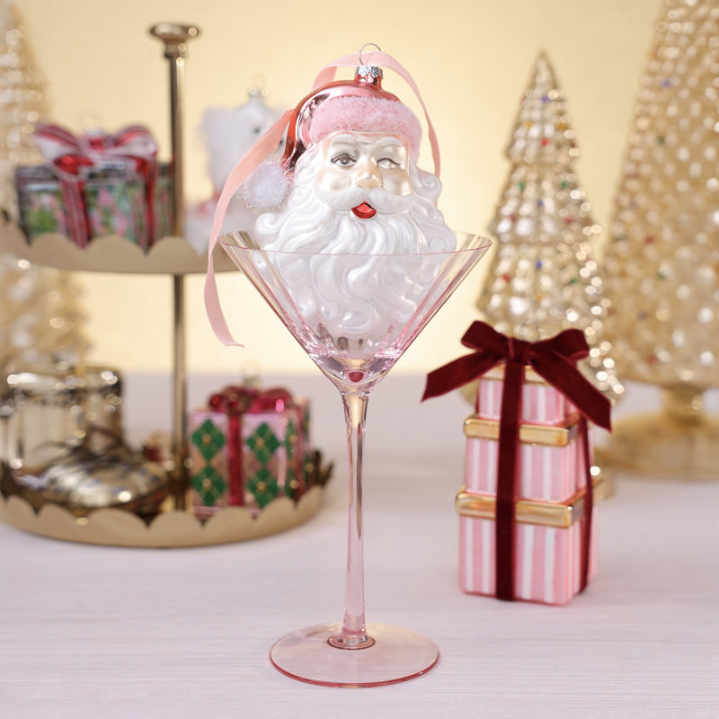 Décorations de Noël nostalgiques en verre représentant la tête du Père Noël, ensemble de 6