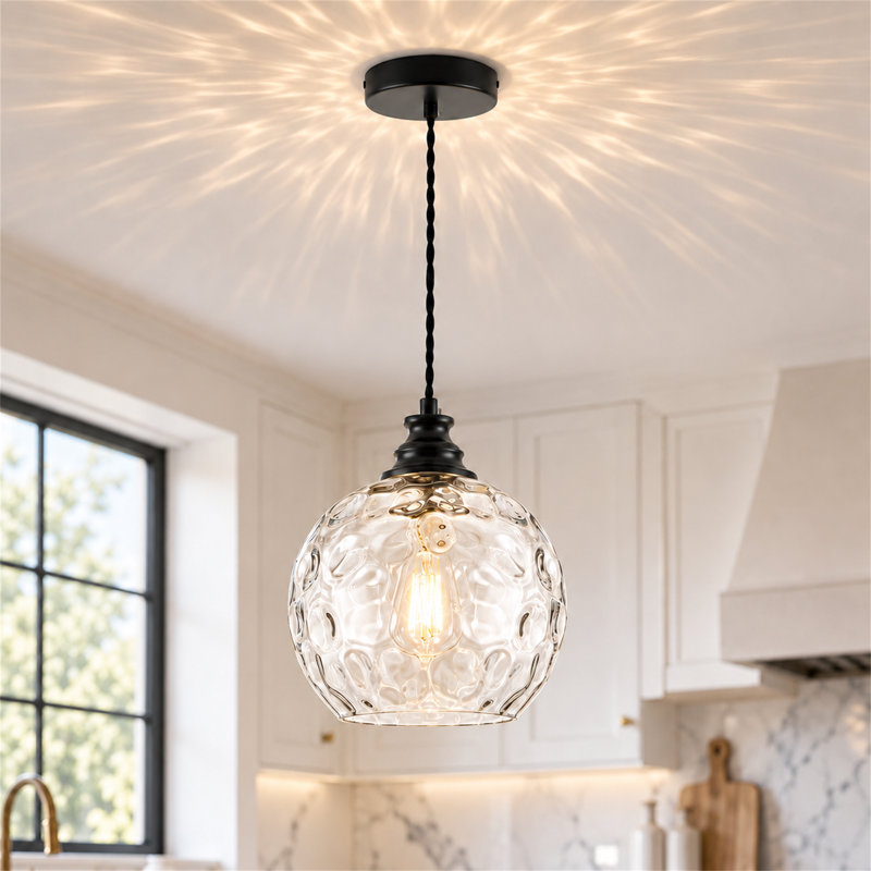 1 Glass and Iron Chandelier, Noir mat