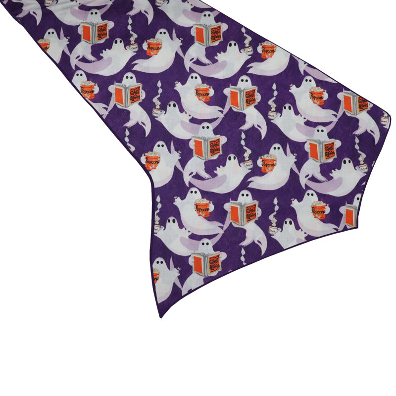 4_Ghosts Purple Halloween Table Runner,  120" L x 12" W