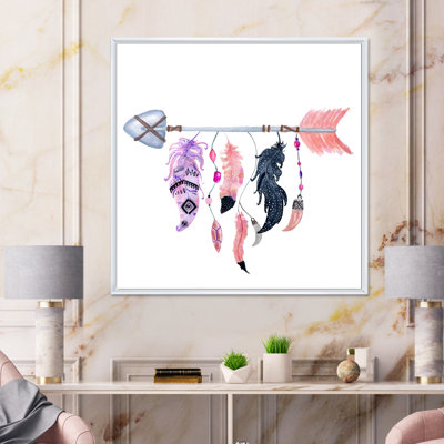Boho avec flèches et plumes - Peinture sur toile