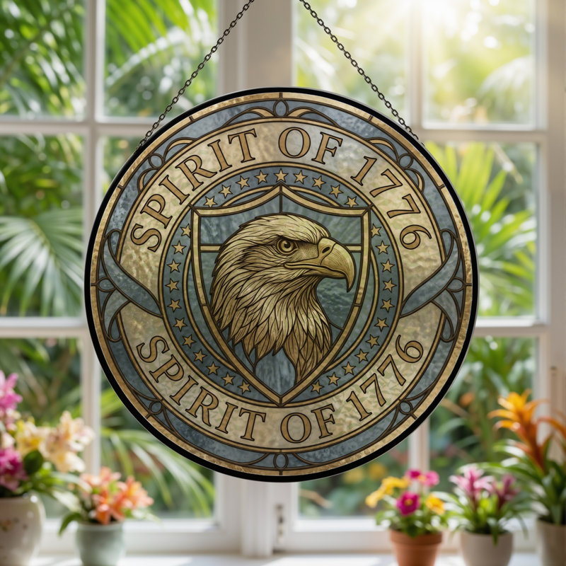 Panneau de fenêtre en verre pour décoration intérieure Eagle Shield USA 250th Anniversary - H 12 po, H 12 po