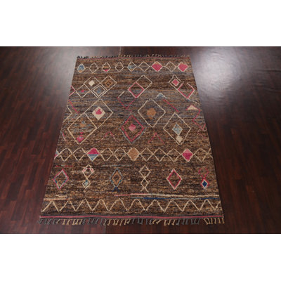 Tapis géométrique en laine marocain noué à la main 8 x 11