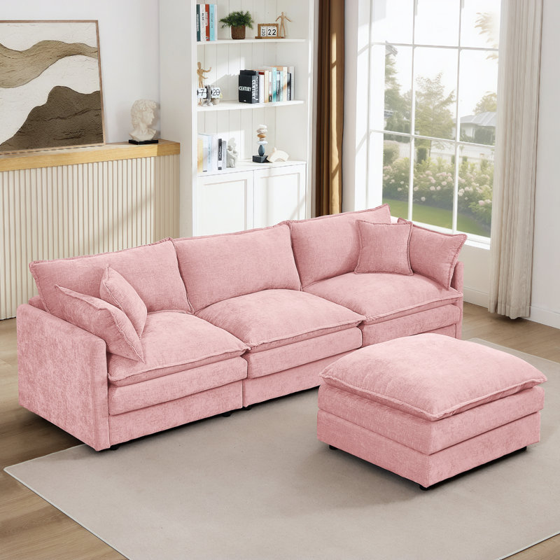 Canapé modulaire confortable en forme de L en chenille pour le salon