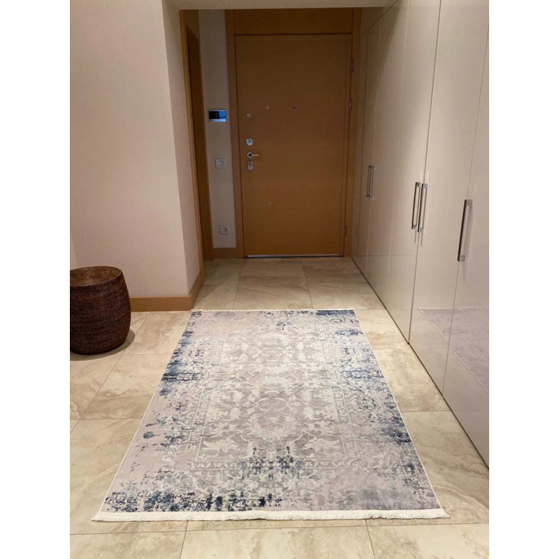 Tapis en coton avec envers antidérapant Lanney, Rectangle 5 pi 11 po x 9 pi 10 po