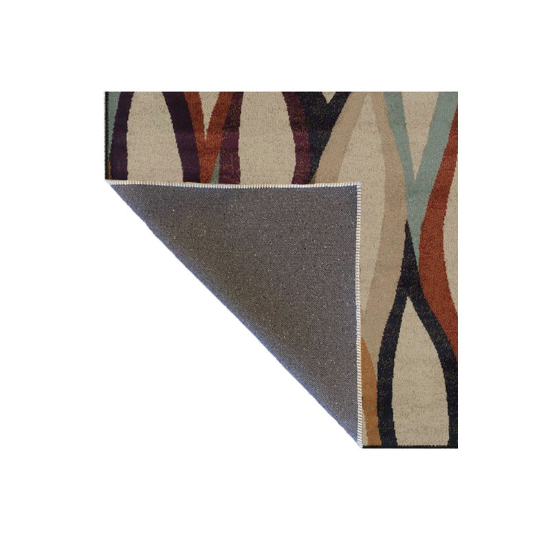 Leafy Geometric Patterned Woven Base Washable Rug, Rectangle 2'6" x 4'11" Rug Pad Included