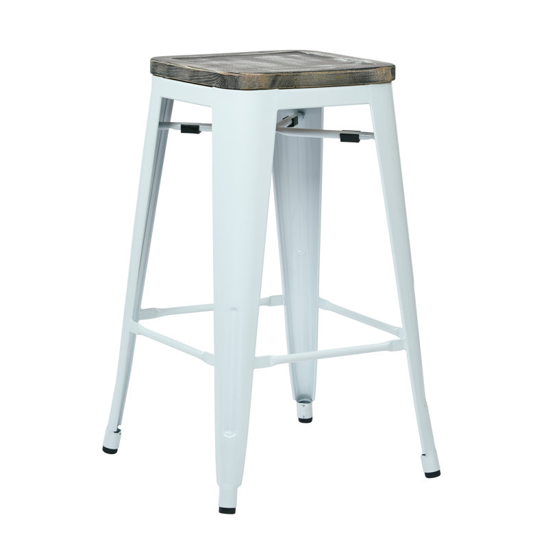 Tabouret de bar et de comptoir Mikayel, Noir, Crazy Horse cendré, Tabouret de comptoir (siège d'une hauteur de 26 p