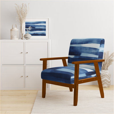Chaise rembourrée abstraite moderne avec accoudoirs Indigo Horizon