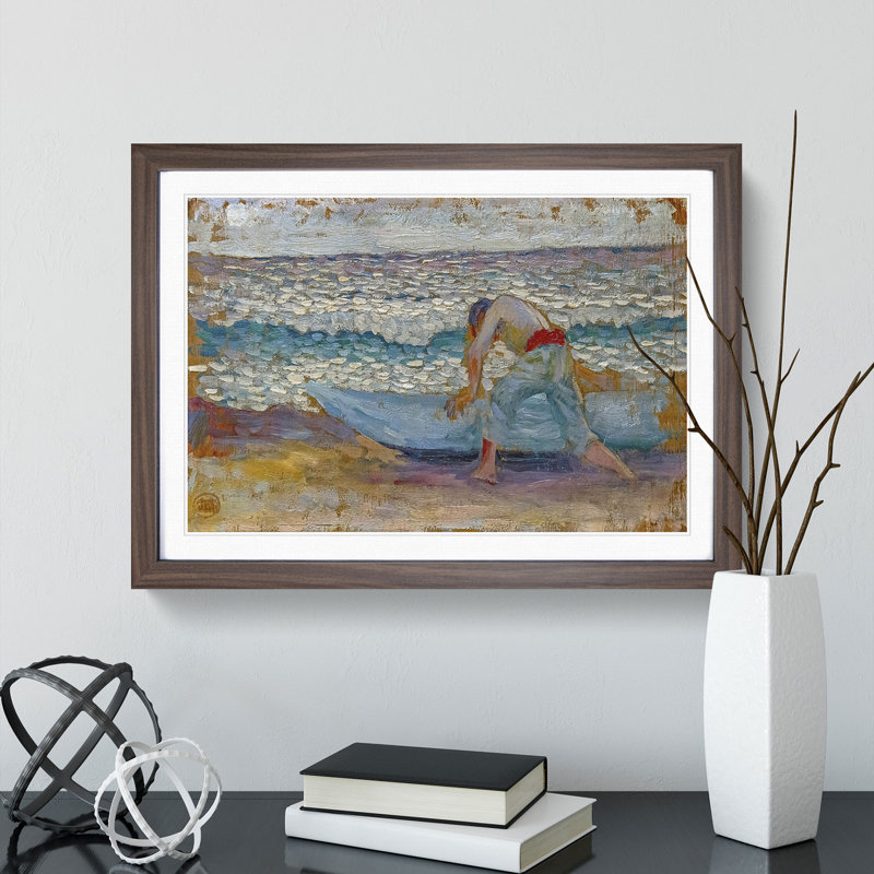 Man with a Boat by Henri-Edmond Cross - Picture Frame Painting, 36cm H x 48cm W x 2cm D, Walnut Framed