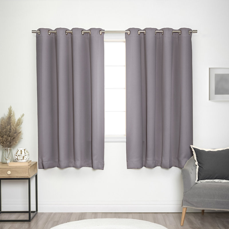Adina Sevan Solid Thermal Grommet Curtain Panels, 52"W x 63"L, Dove