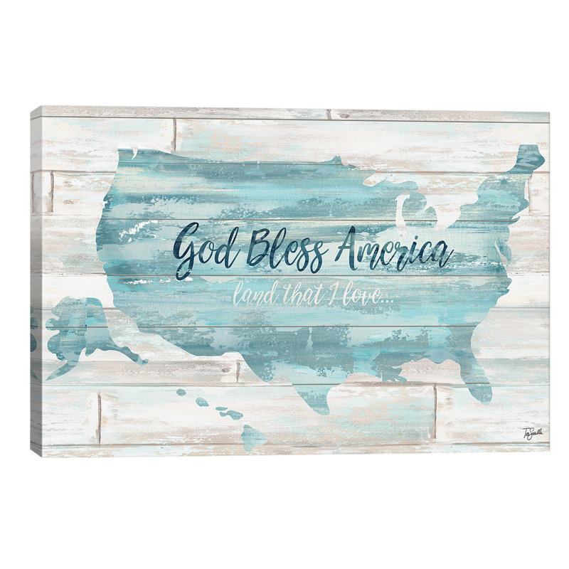 God Bless America USA Map by God Bless America USA Map - No Frame Painting on Canvas, 66.04 cm H x 45.72 cm W x 1.91 cm D