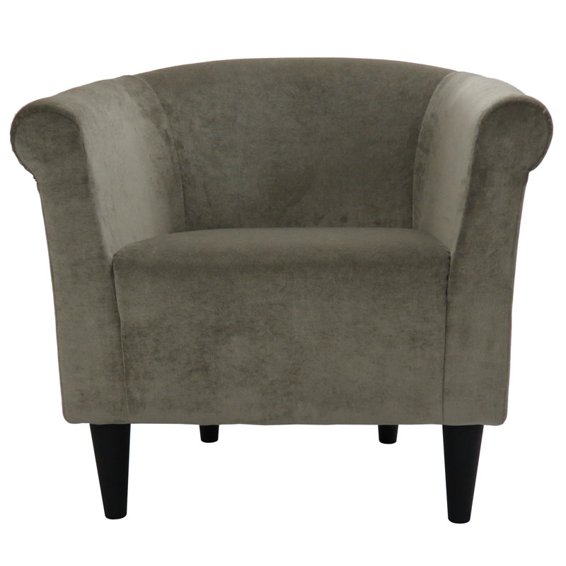 Fauteuil demi-tonneau de 31,5 po de largeur Liam, Microsuède argenté