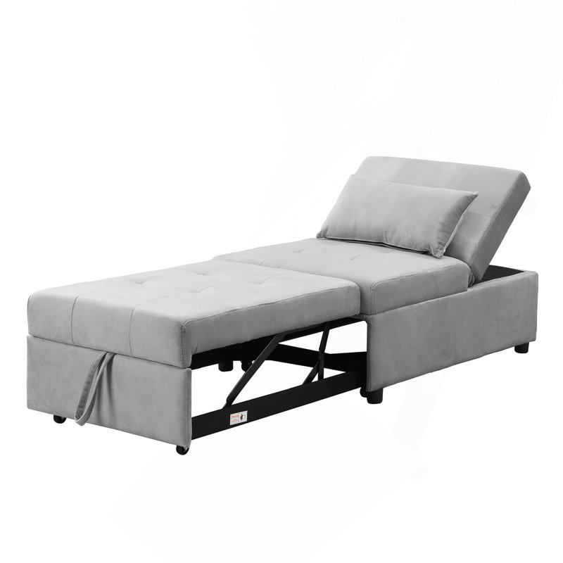 Folding Ottoman Sofa Bed Gray, Gray Velvet