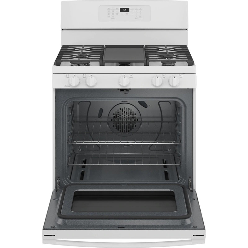 GE® 30" Free-Standing Gas Convection Range with No Preheat Air Fry, White